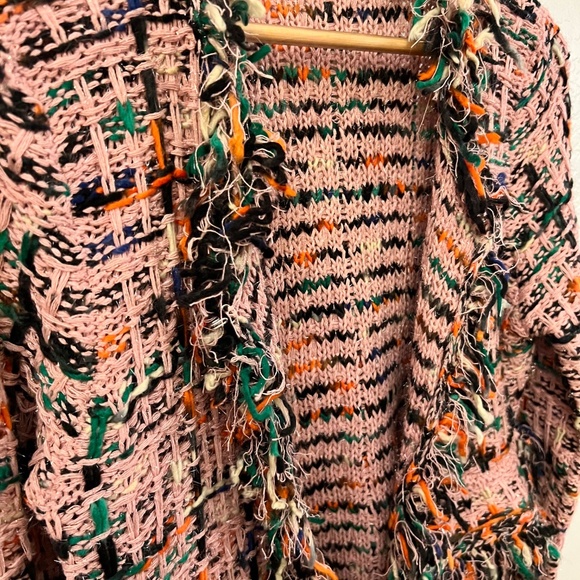 NWOT ENGLISH FACTORY | Neiman Marcus Tweed Bolero Jacket Pink Blazer Fringe - Picture 4 of 10